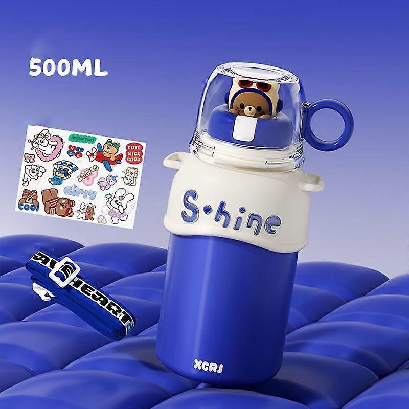 17oz/500Ml Insulated Stainless Steel Leakproof Thermos Water Bottle-Blue