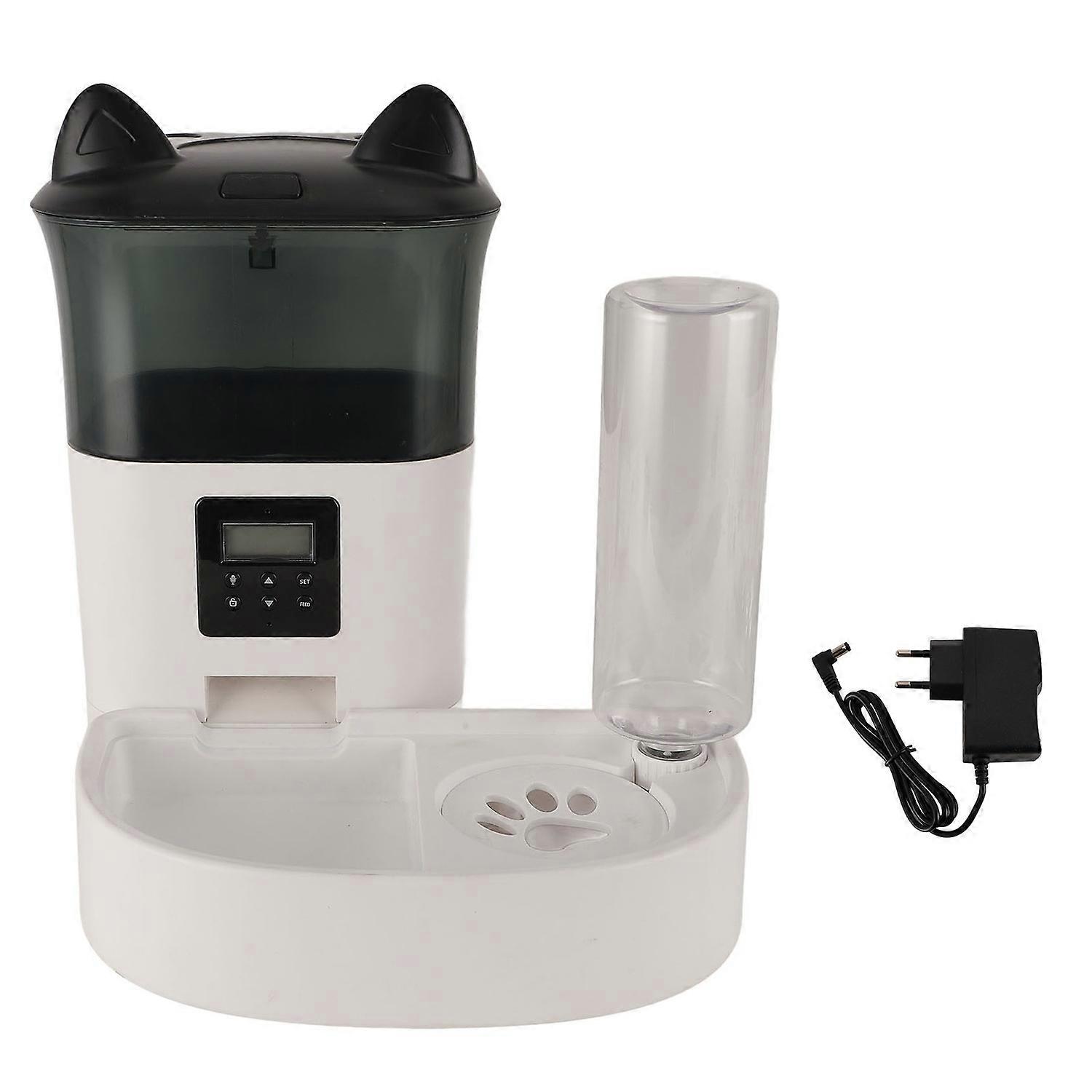 Automatic Cat Feeder Water Dispenser Voice Prompt Timed Portion Control Easy Clean Pet Food Waterer