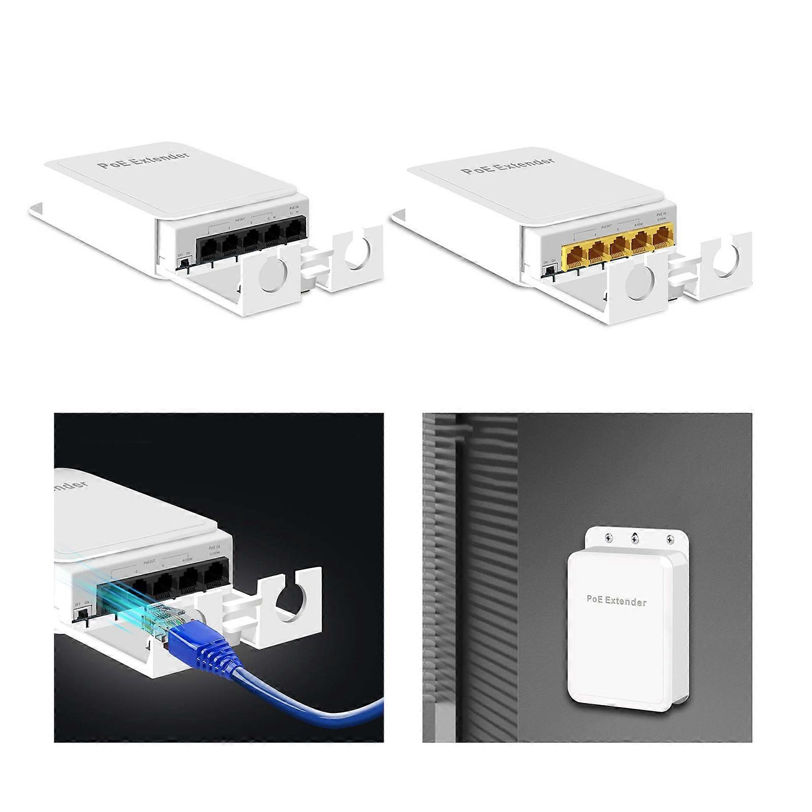 Outdoor Gigabit PoE Extender 1 in 4 Out 5 Port PoE Repeaters IP55 Waterproof Vlan Extend Additional Data Transmission
