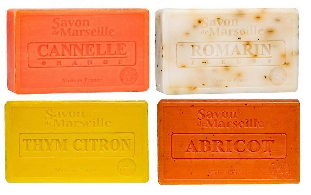 Set Marseille soap in scents cinnamon-rosemary-thyme lemon-apricot