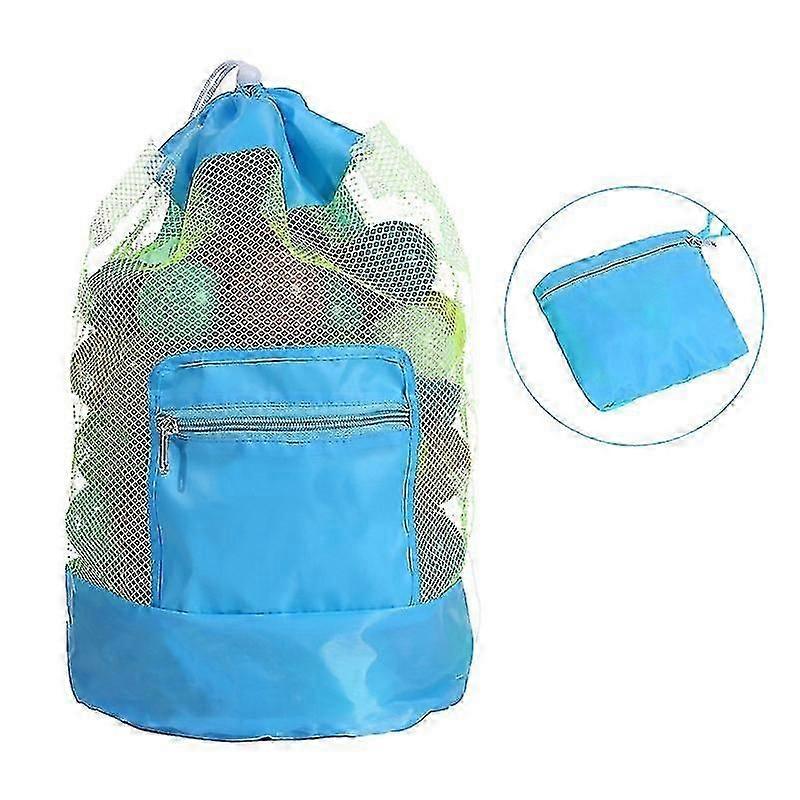 Large Capacity Foldable Beach Mesh Bag Beach Storage Pouch Tote Bag Travel Toy Organizer Sundries Net Portable Storage Backpack