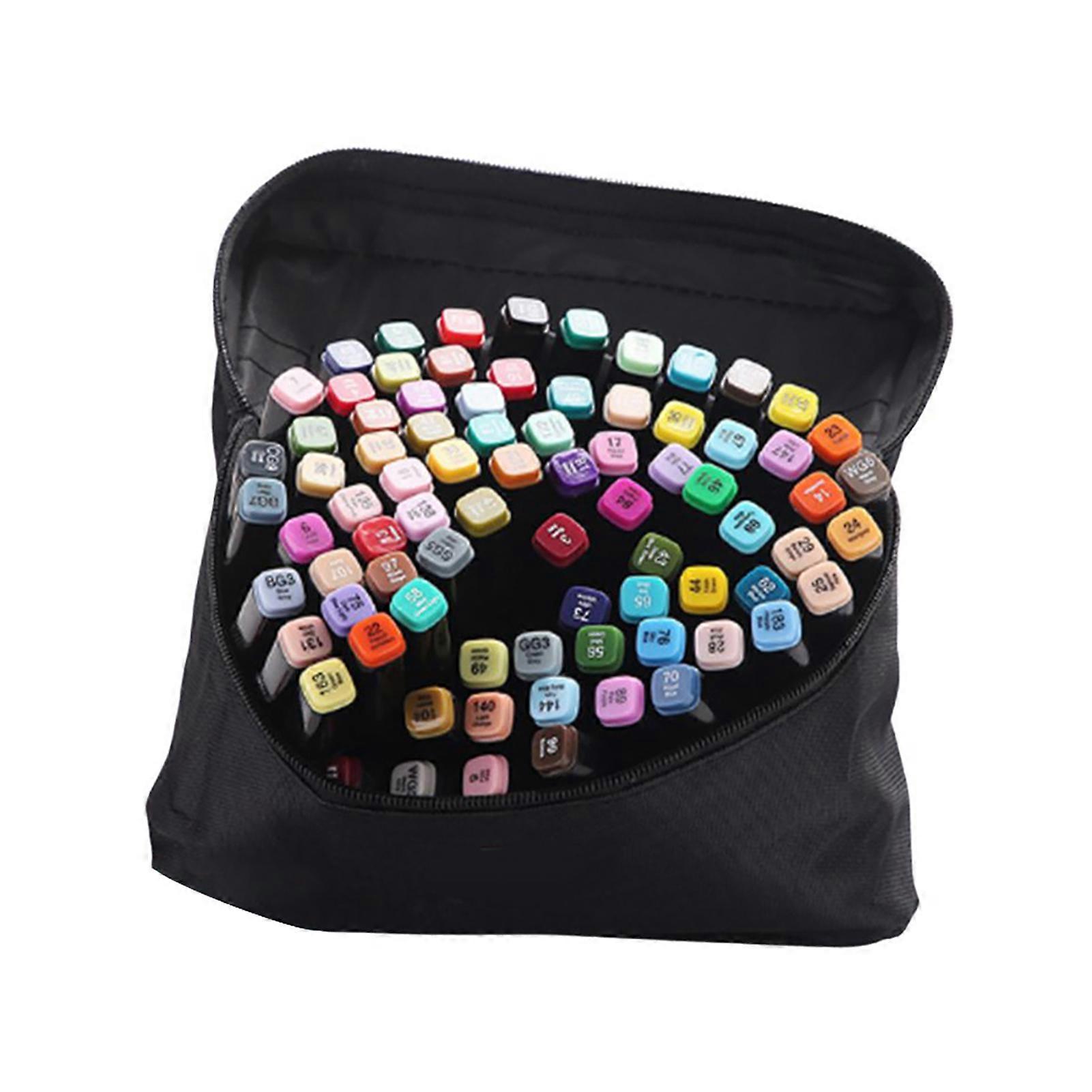 80 Pcs Dual Tip Art Markers Set Broad and Fine Tip with Carrying Bag, Art Supplies for Students, Adults, Artists, Drawing, Coloring, Sketching, Design