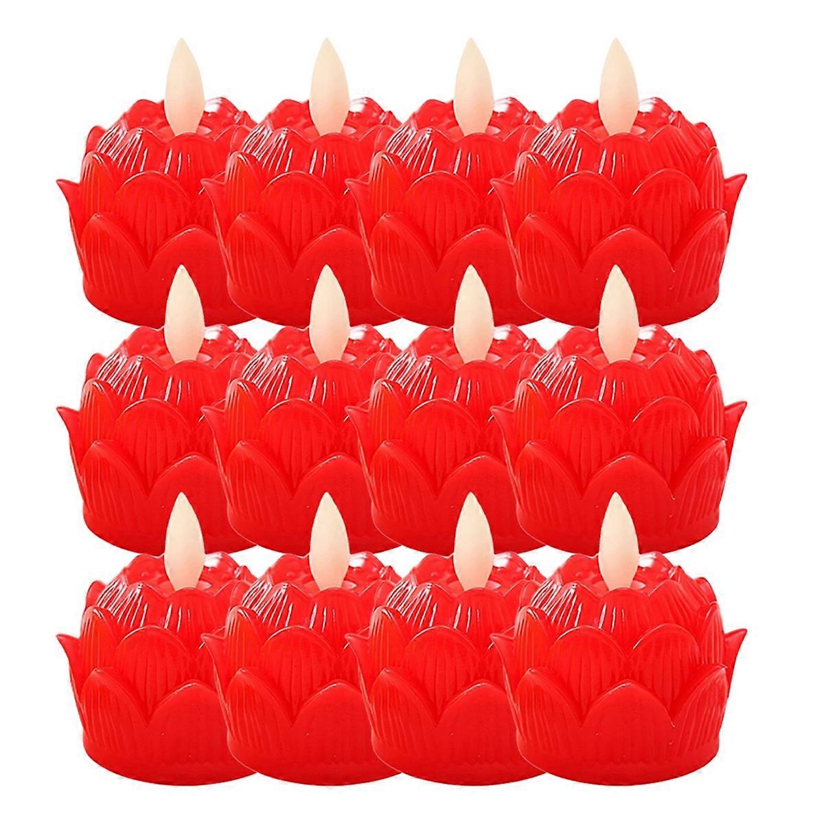 Buddhist Table Candle Candle Lamp Flameless 12Pieces Buddhist Lights Waterproof 100 Hour Tea Light B