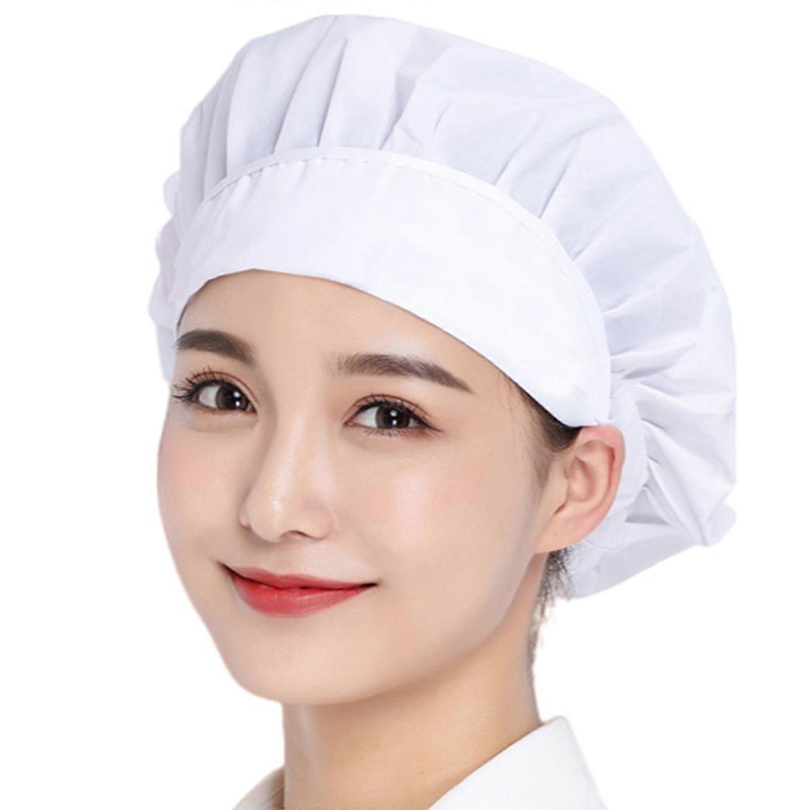 シェフの帽子通気性のあるクッキングハット調節可能なクックキャップユニセックスヘアカバーホテルレストランとキッチン用のパン屋の帽子白い白い縁取り