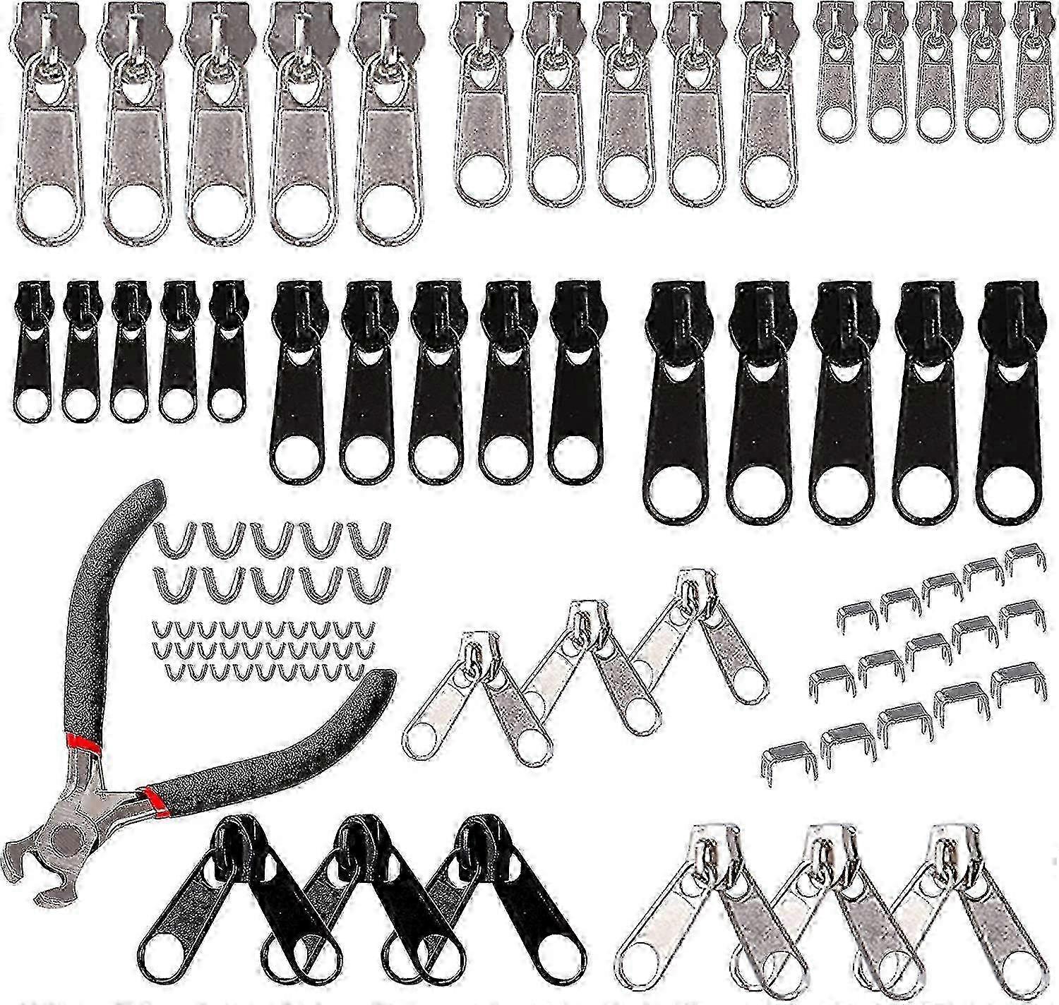 85 db cipzárjavító készlet 3mm, 5mm, 8mm fém cipzár csere cipzár készlet