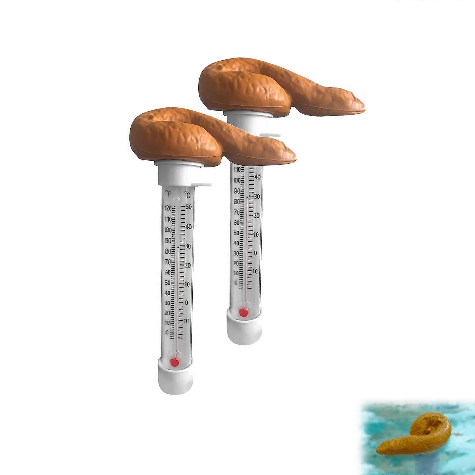 Floating Pool Thermometer Poop - 2PCS Funny Floating Pool Thermometer, Waterproof, Easy Read, Durable Design
