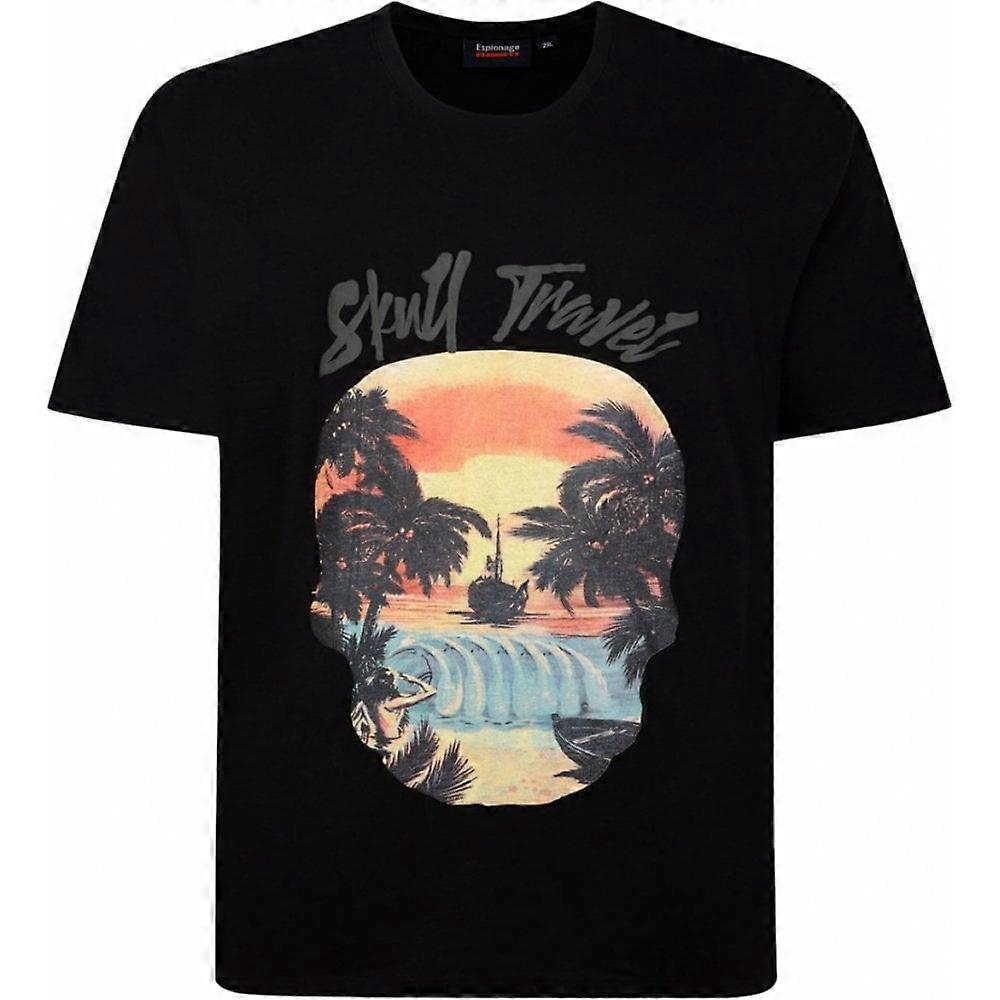 Men's ESPIONAGE Espionage Mens Big Size Skull Trader Print Crew Neck T Shirt