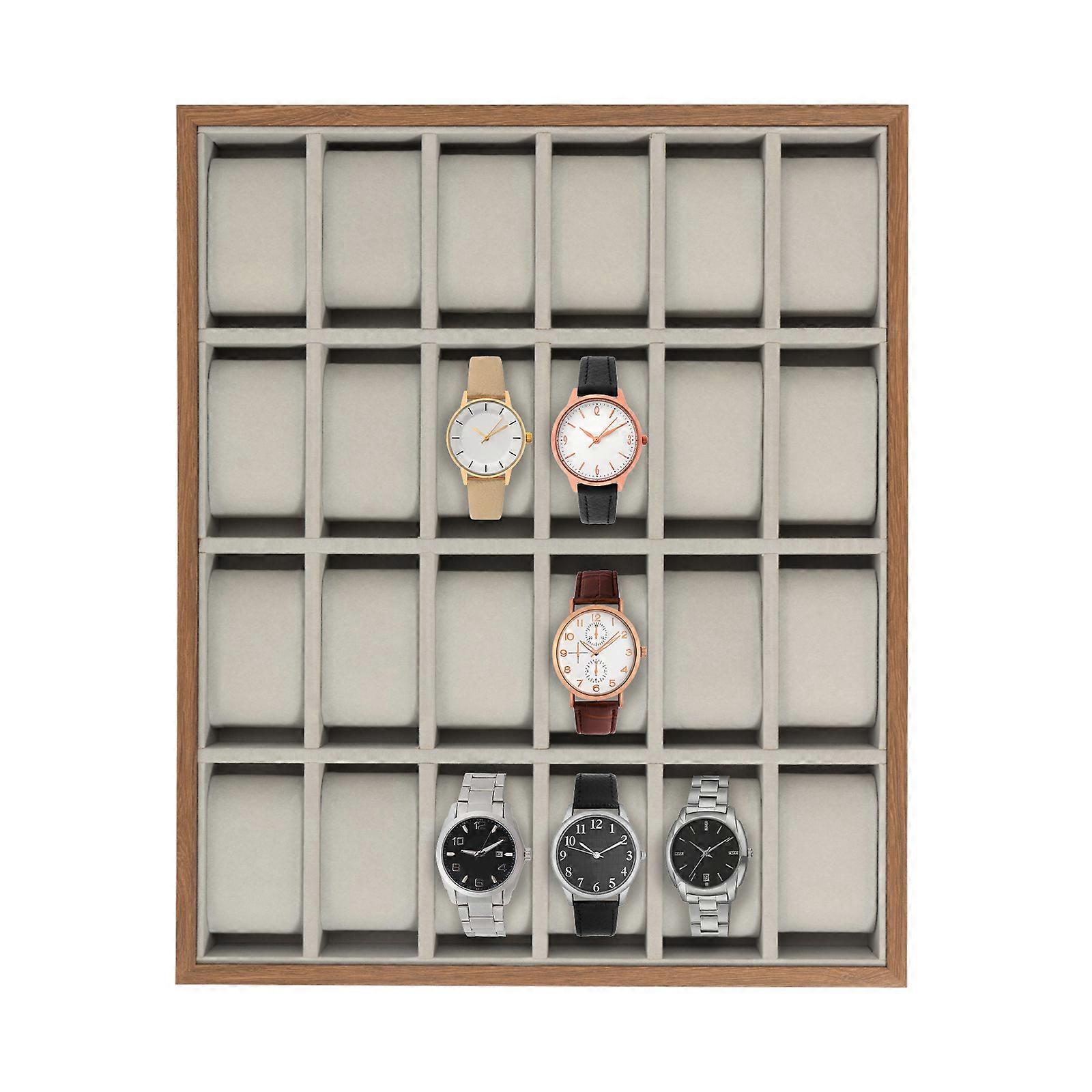 24 Slots Grey Watch Stand Display Storage Case Watch Box Organizer