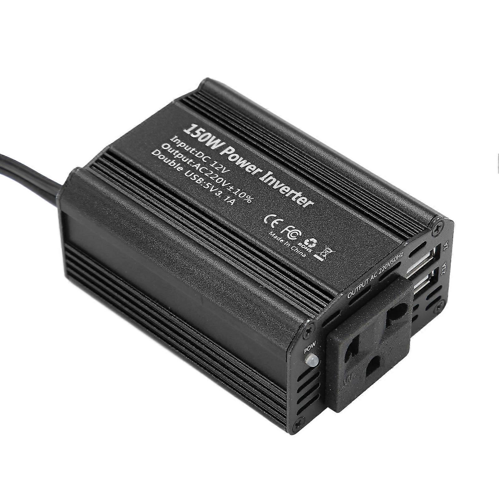 Car Power Inverter 150W 12V DC to 220V AC with Dual USB 2.1A Output for Power Supply