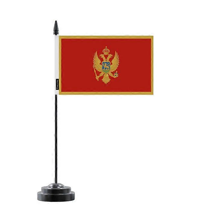 Table Flag - Montenegro - 14 x 21 cm - Polyester - Plastic Pole - Double-sided Print