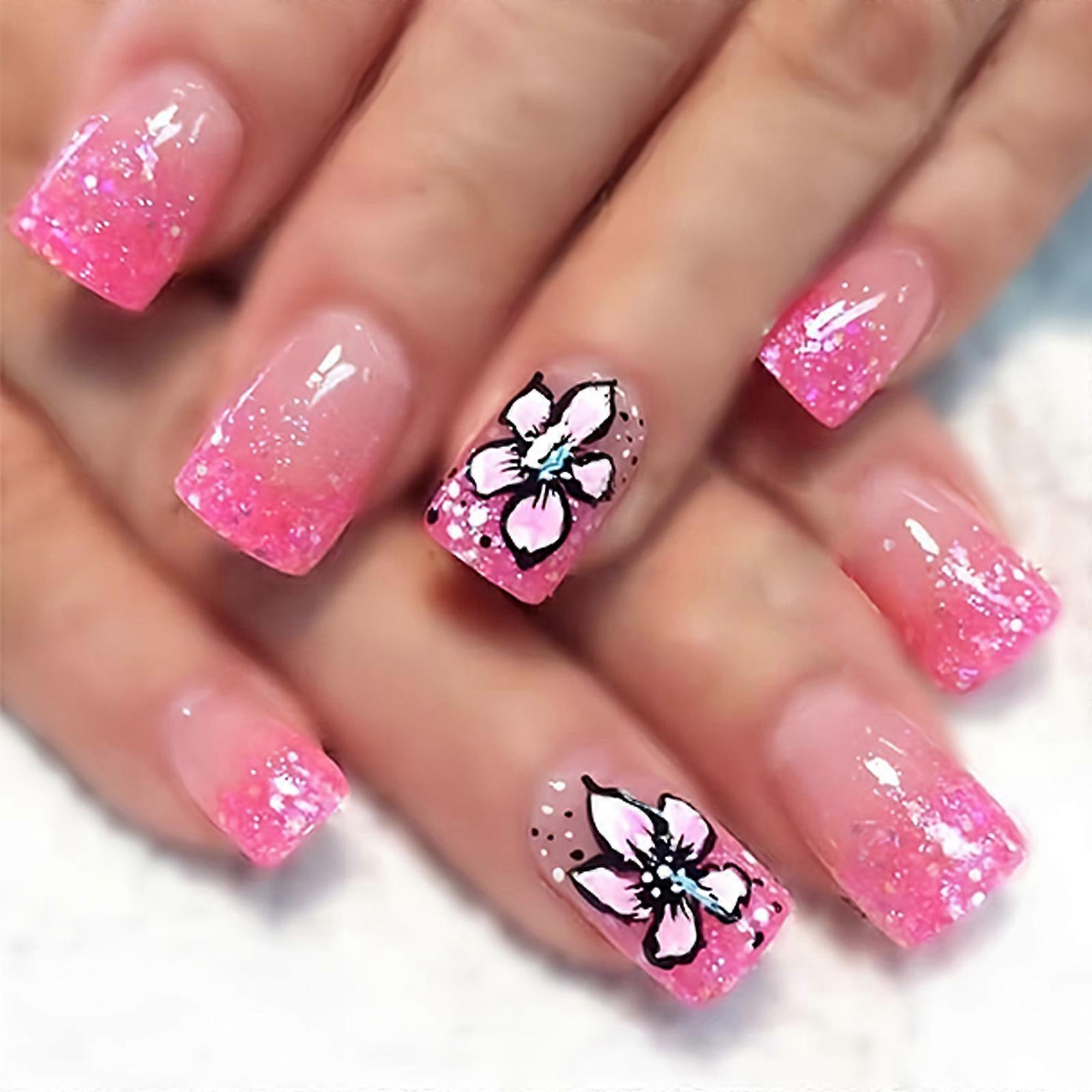 ネイルを押すフレンチチップスクエアネイルチップフェイクネイルデザイン人工アクリルネイルフルカバーアクリル偽のネイル