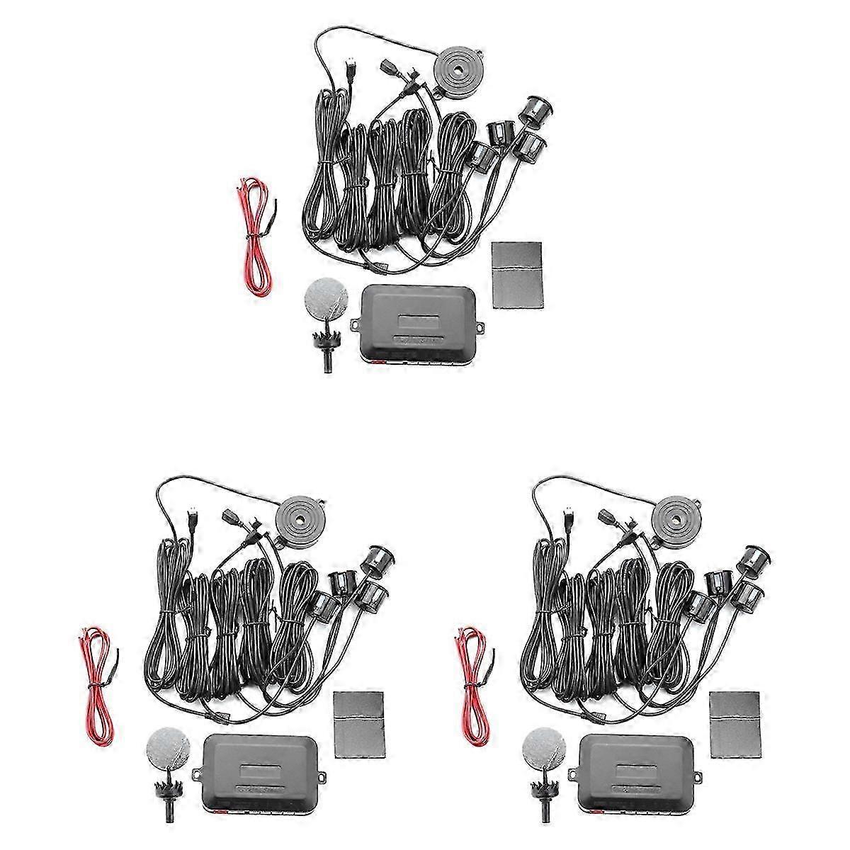 3X Car Parking Sensor Parktronic 4 Sensors 22 mm with Buzzer Reverse Backup Radar Buzzer System