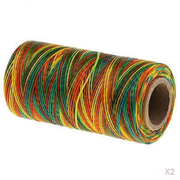 2 Rolls Waxed Thread, 150D 1MM Flat Sewing Waxed String with Needles for Leather