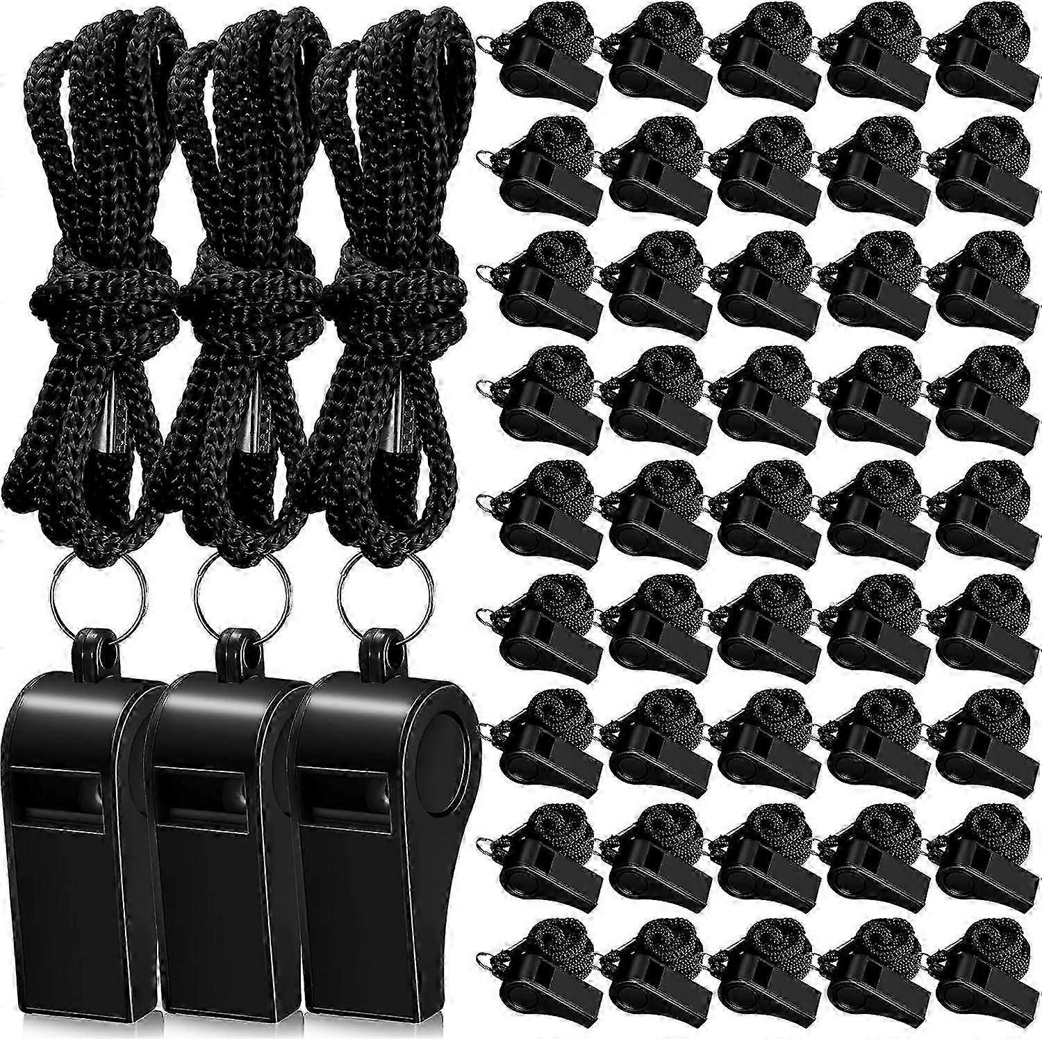 48 Packs Plastic Whistles with Lanyard Coaches Sports Whistle Loud Crisp Sound