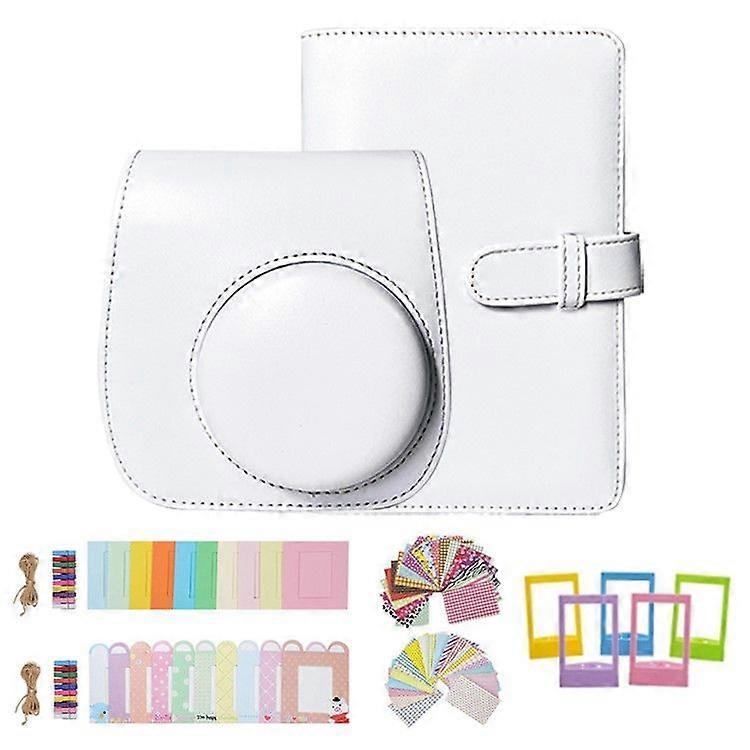 For FujiFilm Instax Mini 12/ 11/ 9/ 8 Camera Accessories 7-in-1 Bundle Kit Include Case, Film Stickers, Desk Frames, Hanging Frame