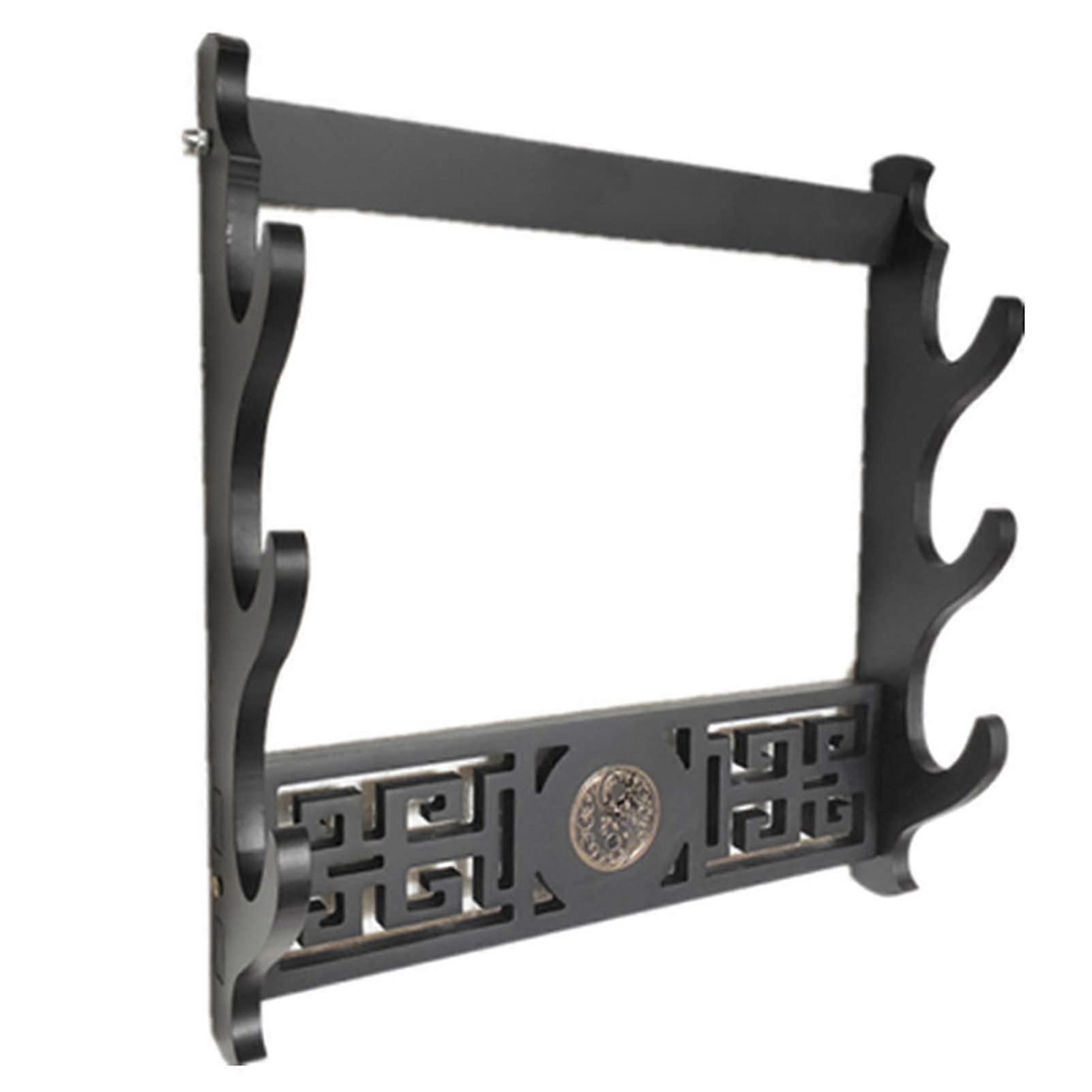 Samurai Sword Wall Mount Rack Set of 3 Tier Katana Holder Stand Hooks for Display Black