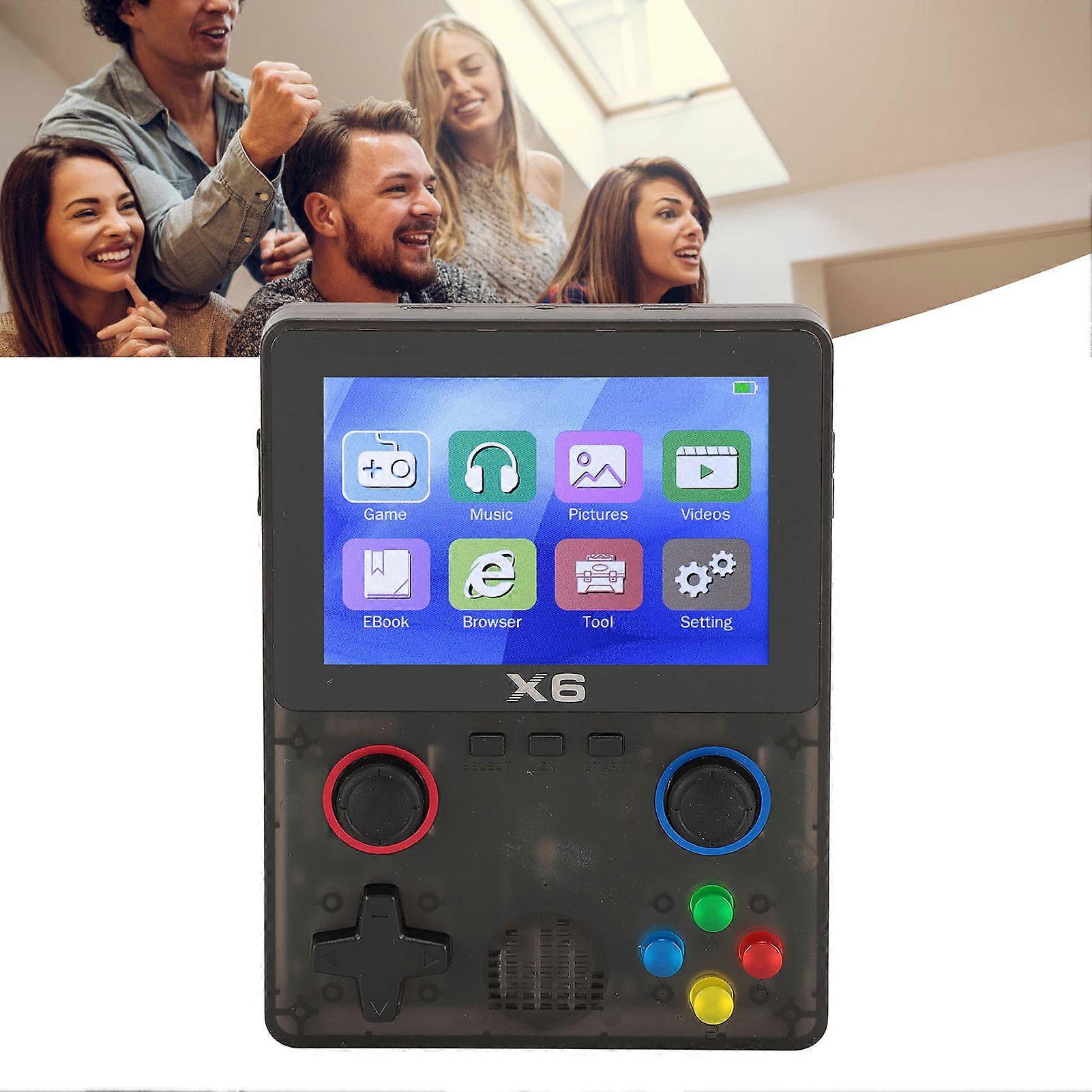 Handheld Game Console with 32G Memory Card Retro Gaming Console Supported 11 Emulators 3.5 Inch IPS Screen 2000mAh Battery Transparent Black 