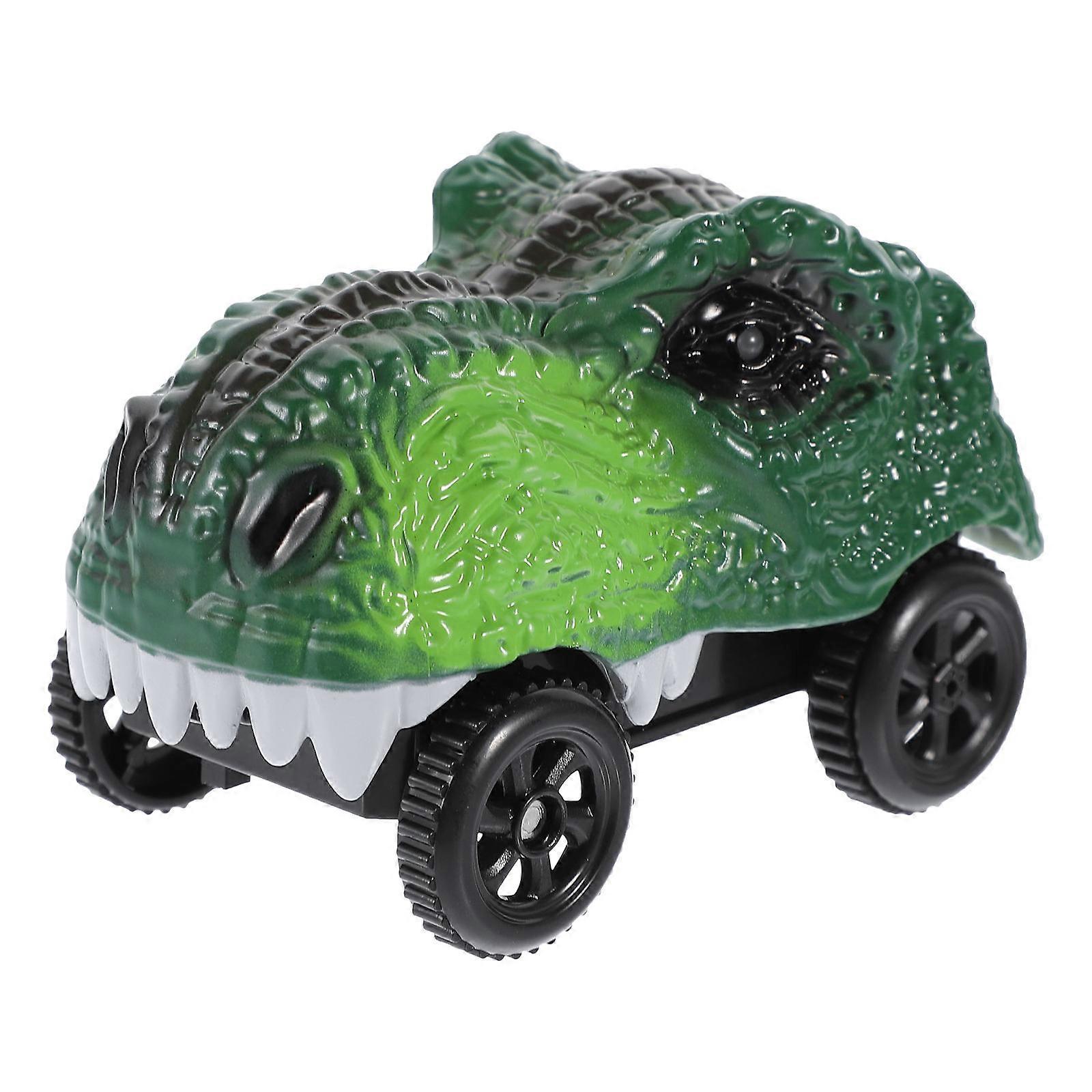 Glowing Dinosaur Track Car with LED Lights, Battery Powered ABS Vehicle for Bendable Race Tracks, Promotes Hand Eye Coordination and Visual