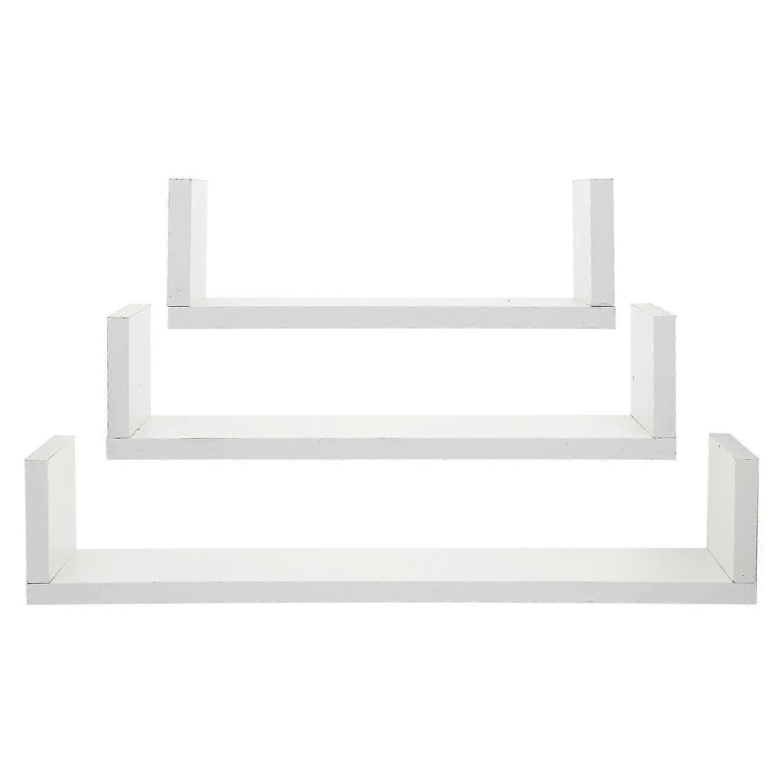 Wall-Mounted U-Shape Storage Shelf, 50x12cm White Home Decor Rack