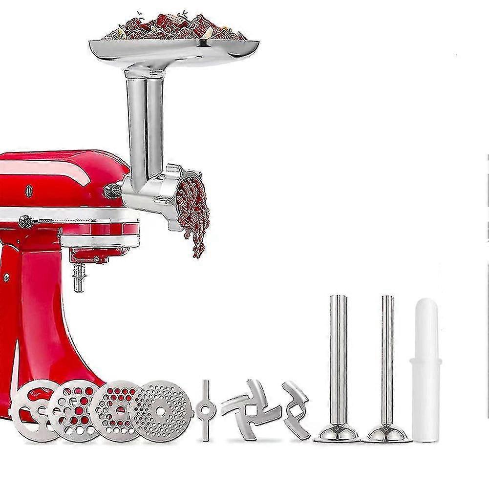 ملحق مفرمة اللحم وحشو النقانق لخلاطات حامل KitchenAid مع 3 أنابيب سجق ، 2 لوح طحن ، طقم Kubbe ، غسالة صحون آمنة للغسل ، شارع غير قابل للصدأ