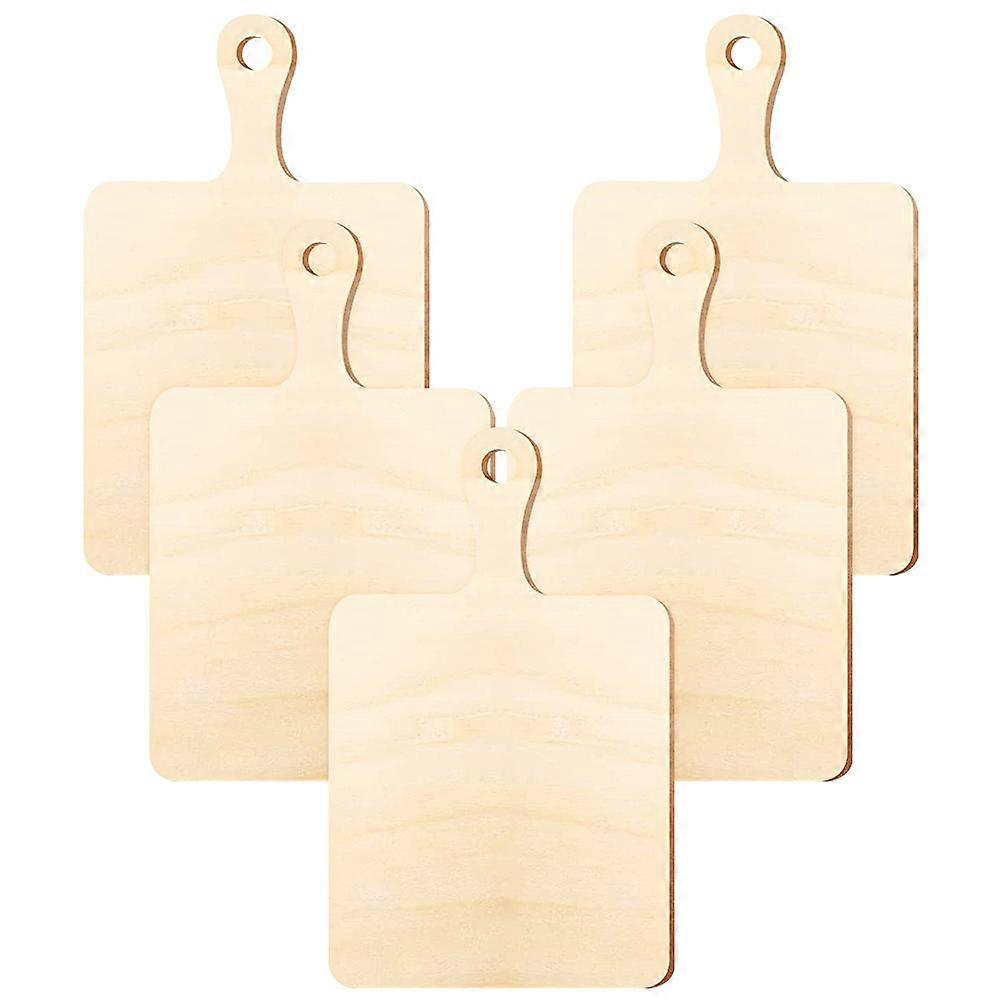5pcs Mini Wooden Chopping Boards with Handles, Unfinished Craft Paddle Set for DIY Painting, Pyrography, and Home Decor – 9 x 5.5 x 0.12 Inches