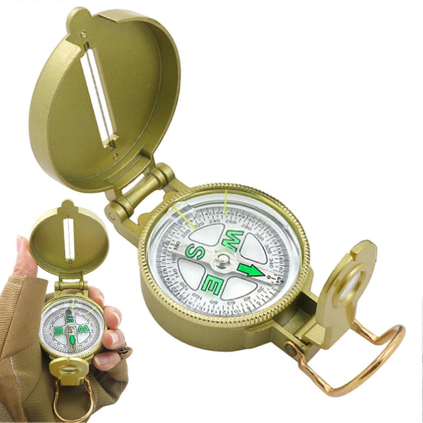 Metal field compass for map reading – outdoor navigation map guidance tool for hiking, camping, climbing, hunting