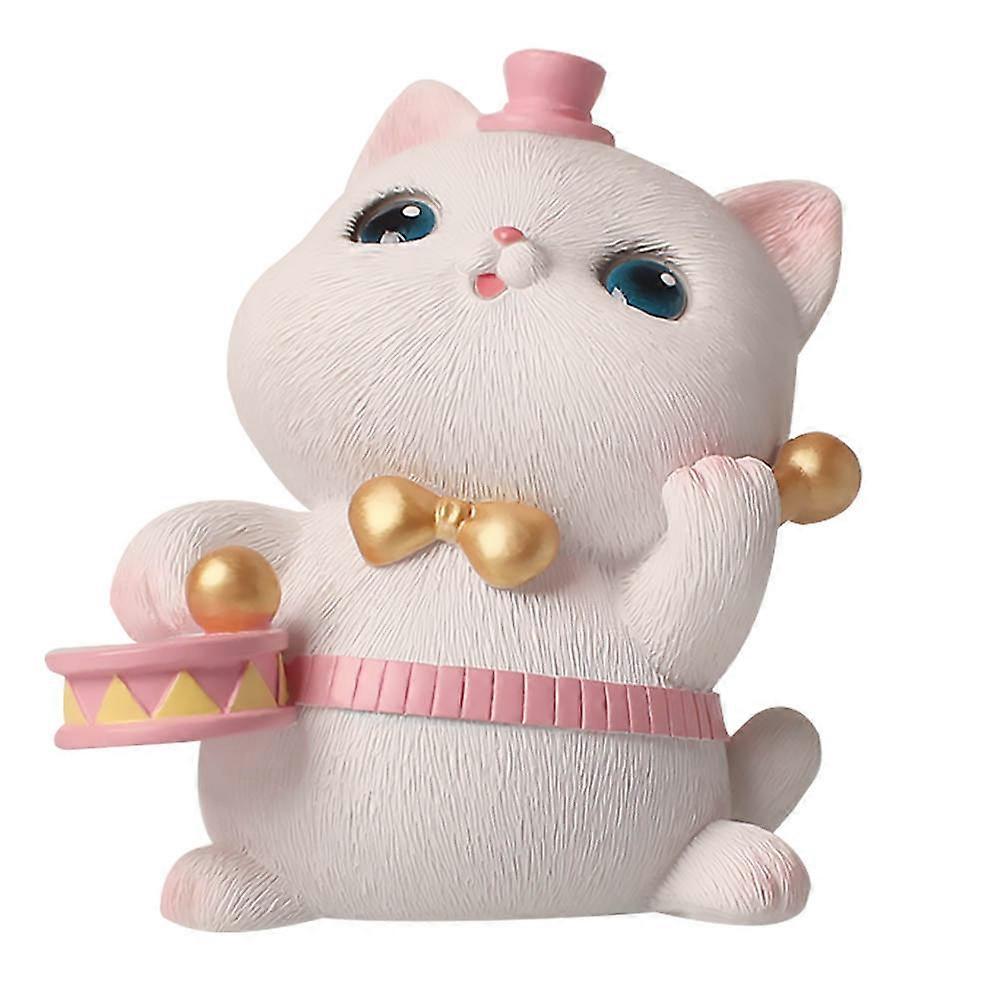 Resin Cat Ornament Beige Color Cat Shaped Simple Design Car Decoration For Home And Vehicle 7.1x6.2cm 1Pc
