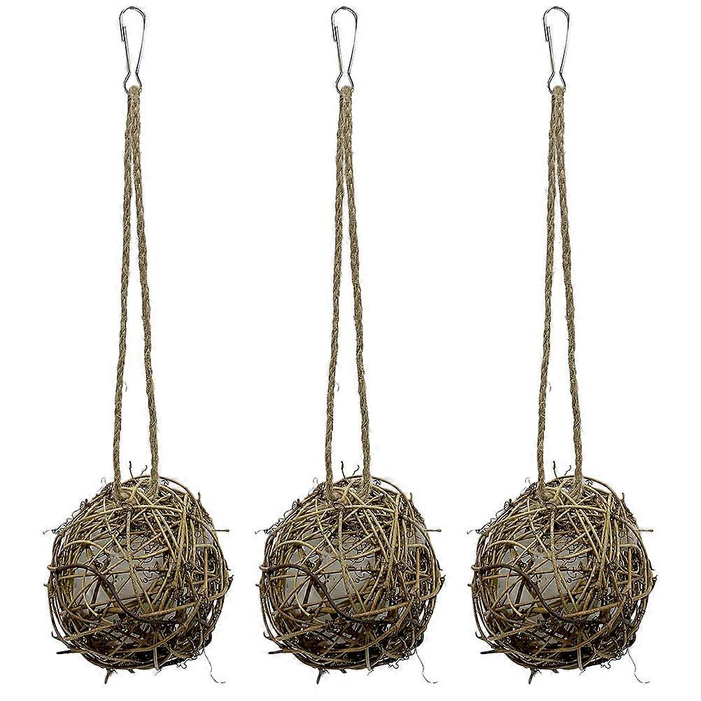 Wear-Resistant Parrot Toy Bird Chewing Biting Hanging Training Nesting Golden Rattan 3Pcs