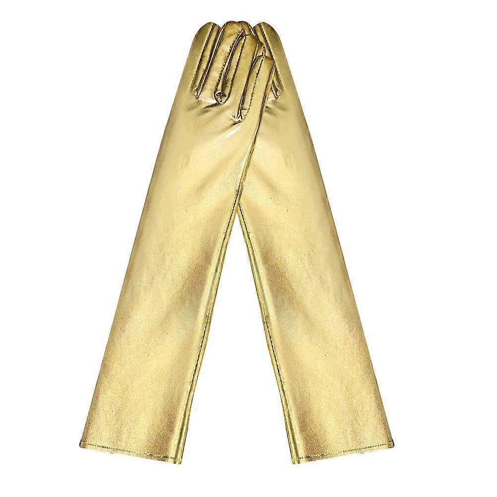 Costume Gloves Banquet Dress Glove Golden Color Fabric Material for Special Occasion Party 1Pair