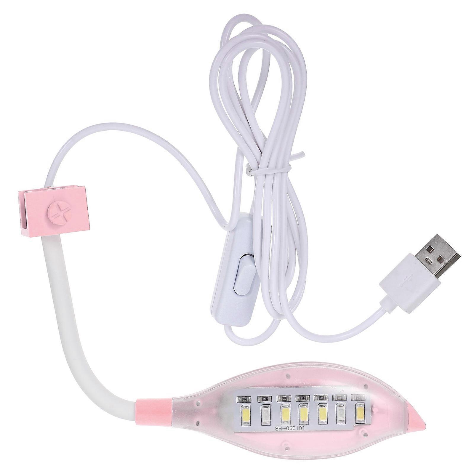 Aquarium Clip-On Light Fish Tank Light Leaf Shape Pink 21x4cm Adjustable Brightness USB Powered 1Set