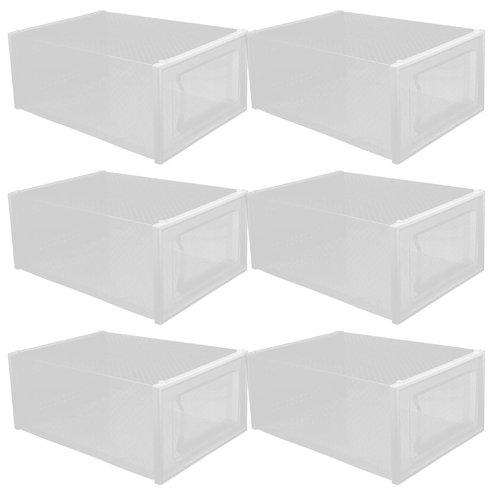 6pcs Stackable Plastic Shoe Boxes Storage Drawer Organizer for Home Use