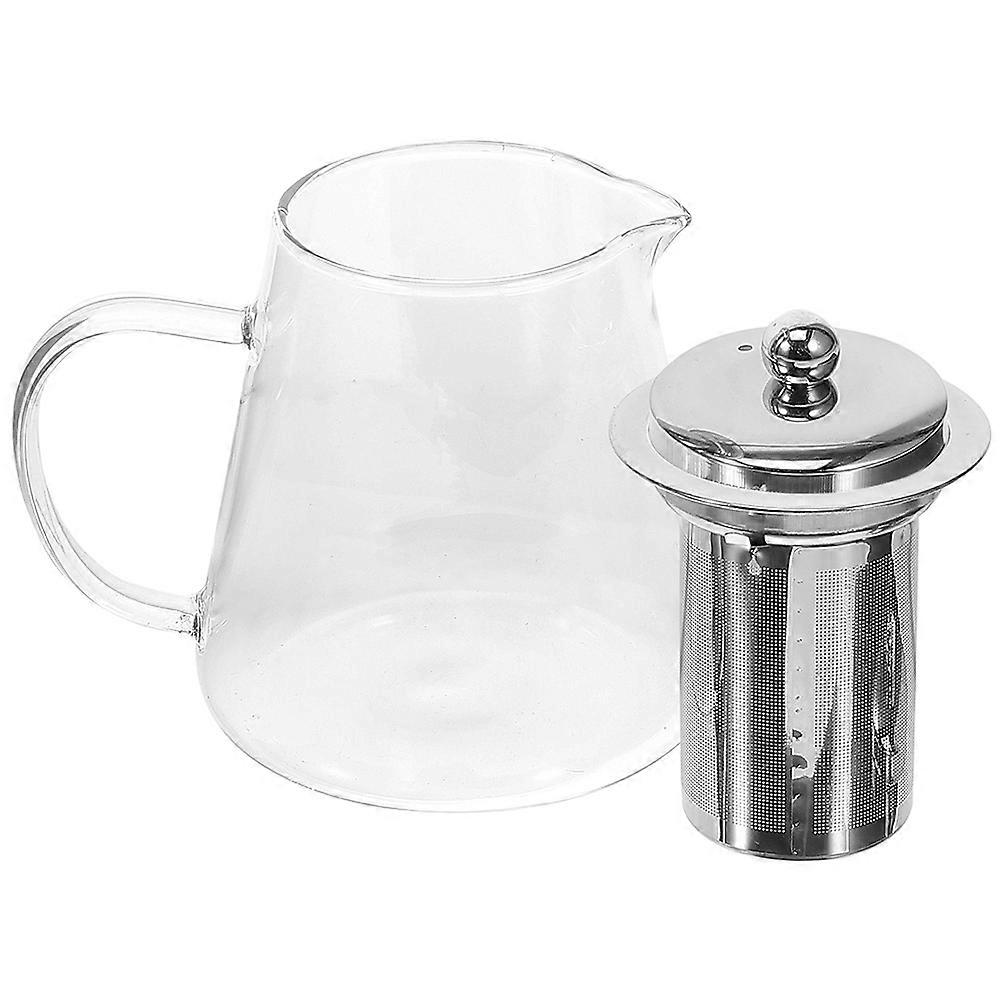 Round Glass Teapot with Infuser Simple Style 1300ml Capacity Heat Resistance 1Set