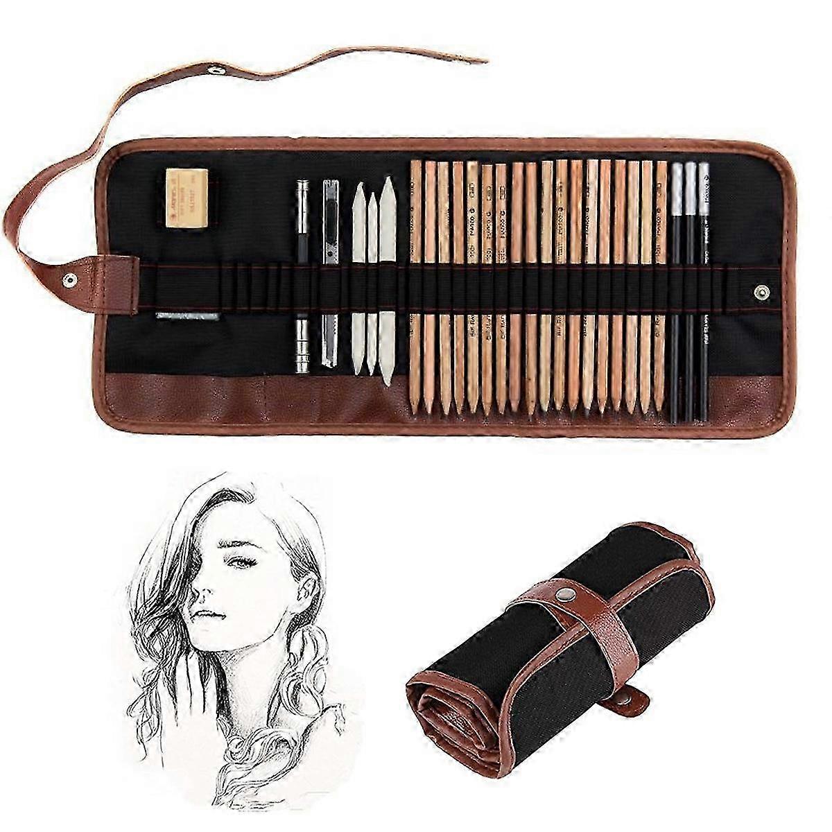 Complete Sketching Set, Professional Drawing Kit with Graphite Pencils & Charcoal Tools for Artists - Portable & Travel-Friendly Art Supplies