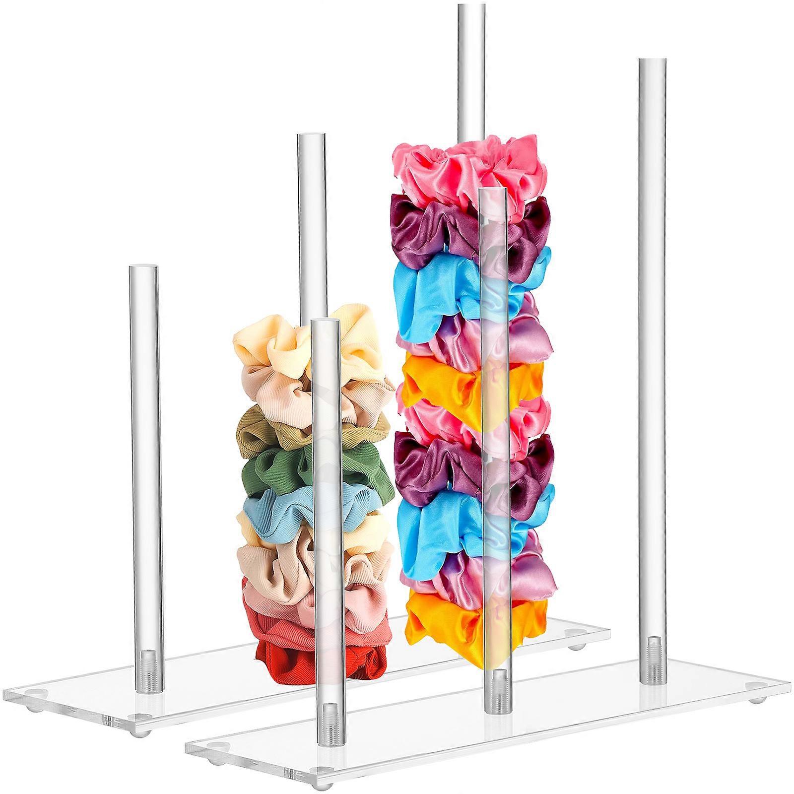 2pcs Scrunchie Holders, Hair Tie Organizer for Vanity, Clear Hair Accessories Stand, Elegant Bracelet Display for Daily Use