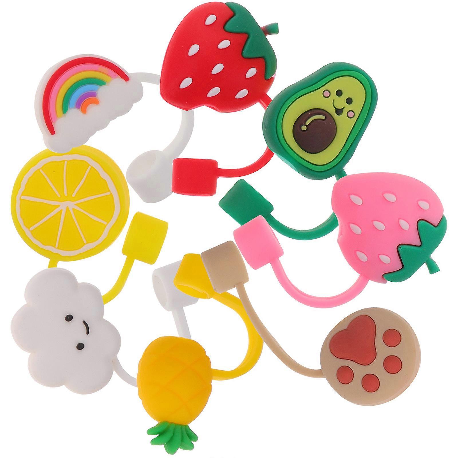 Sealing Reusable Silicone Straw Covers Assorted Color For Parties And Children 8Pcs