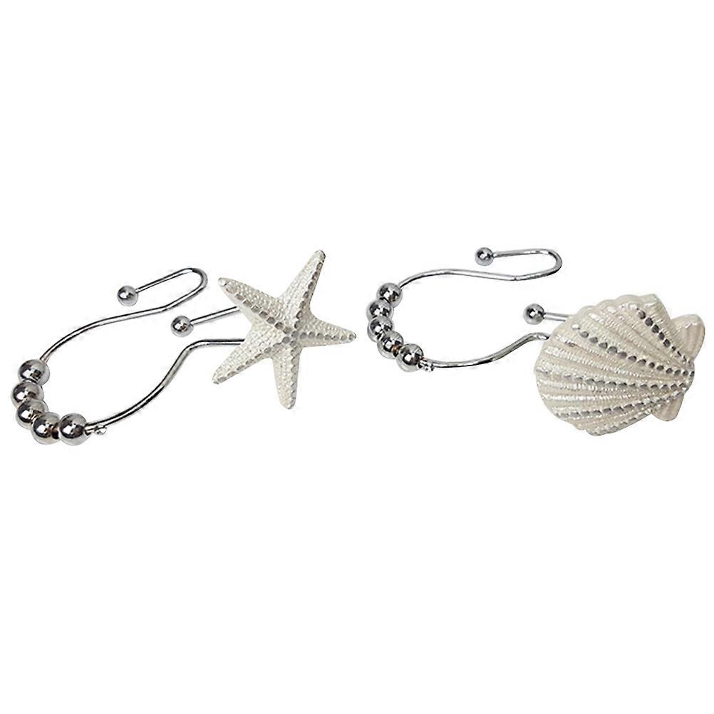 バスルームシャワーカーテンフックシースターシェイプハンガー簡単設置ミックススタイル12個