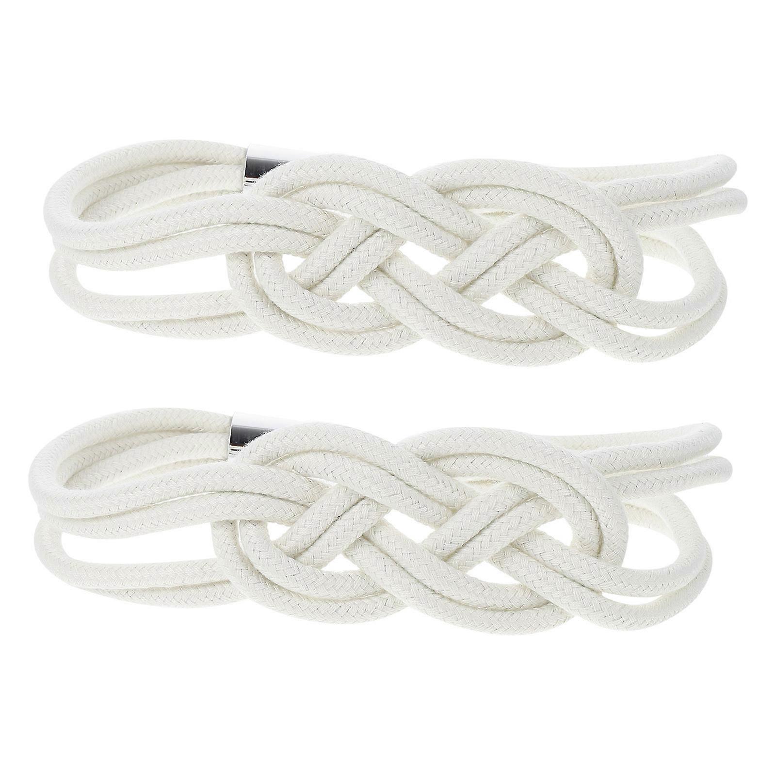 White Magnetic Curtain Tiebacks with Chinese Knot Design for Home Use 2pcs