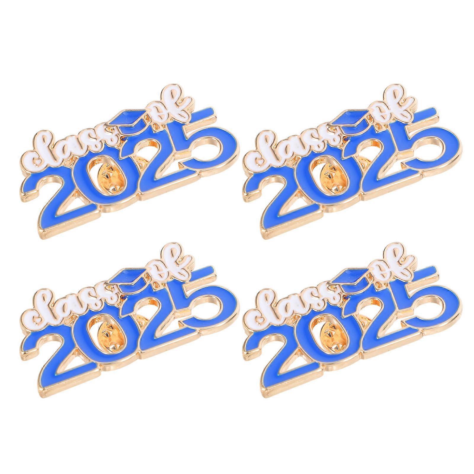 2025 Graduation Brooch Pin Graduation Cap Pin Keepsake Graduates Daily Wear Alloy 4Pcs