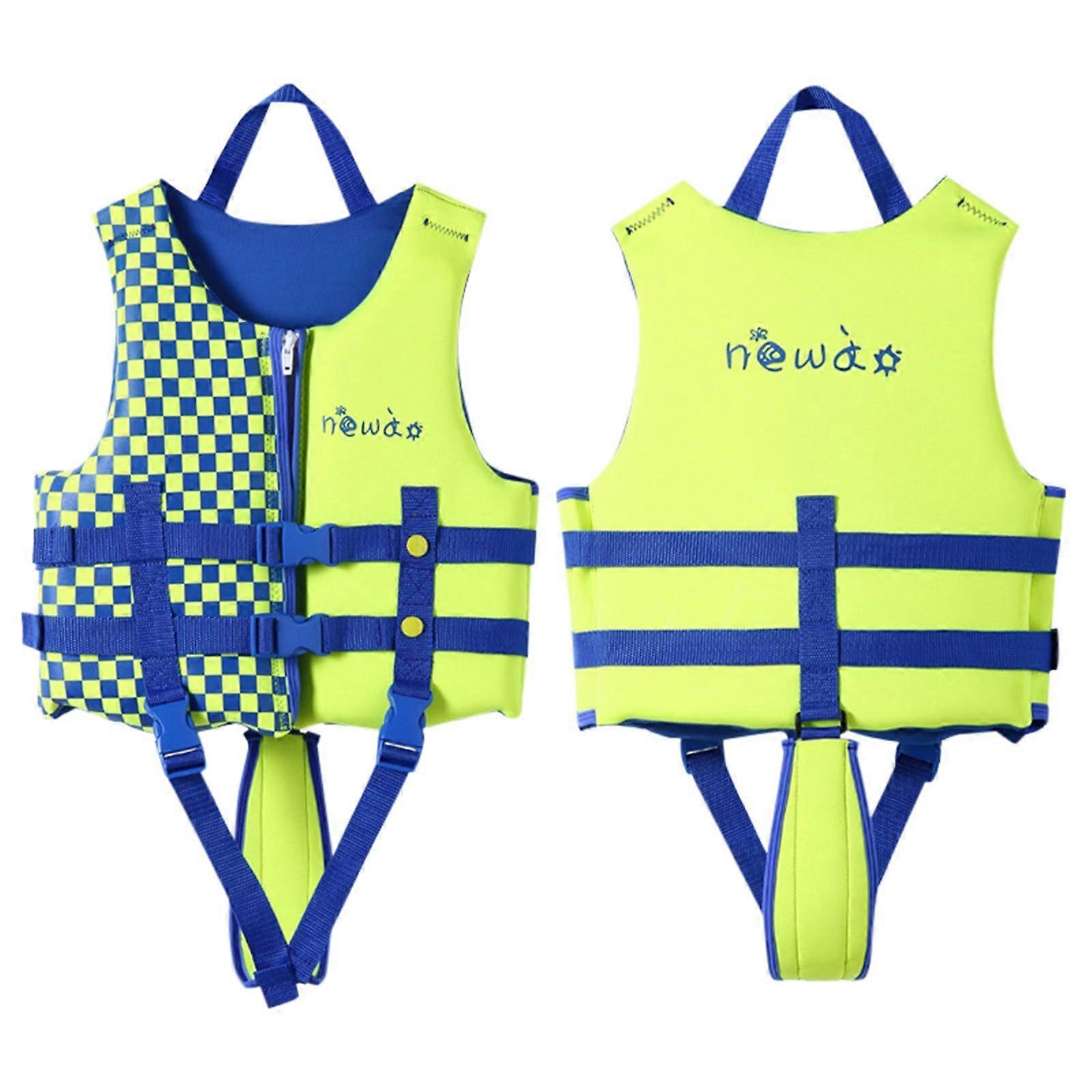 Children's Life Jacket for Ages 5 Float Jacket with Step Harness, Neoprene EPE, Adjustable Straps, Model B03 Blue LXL