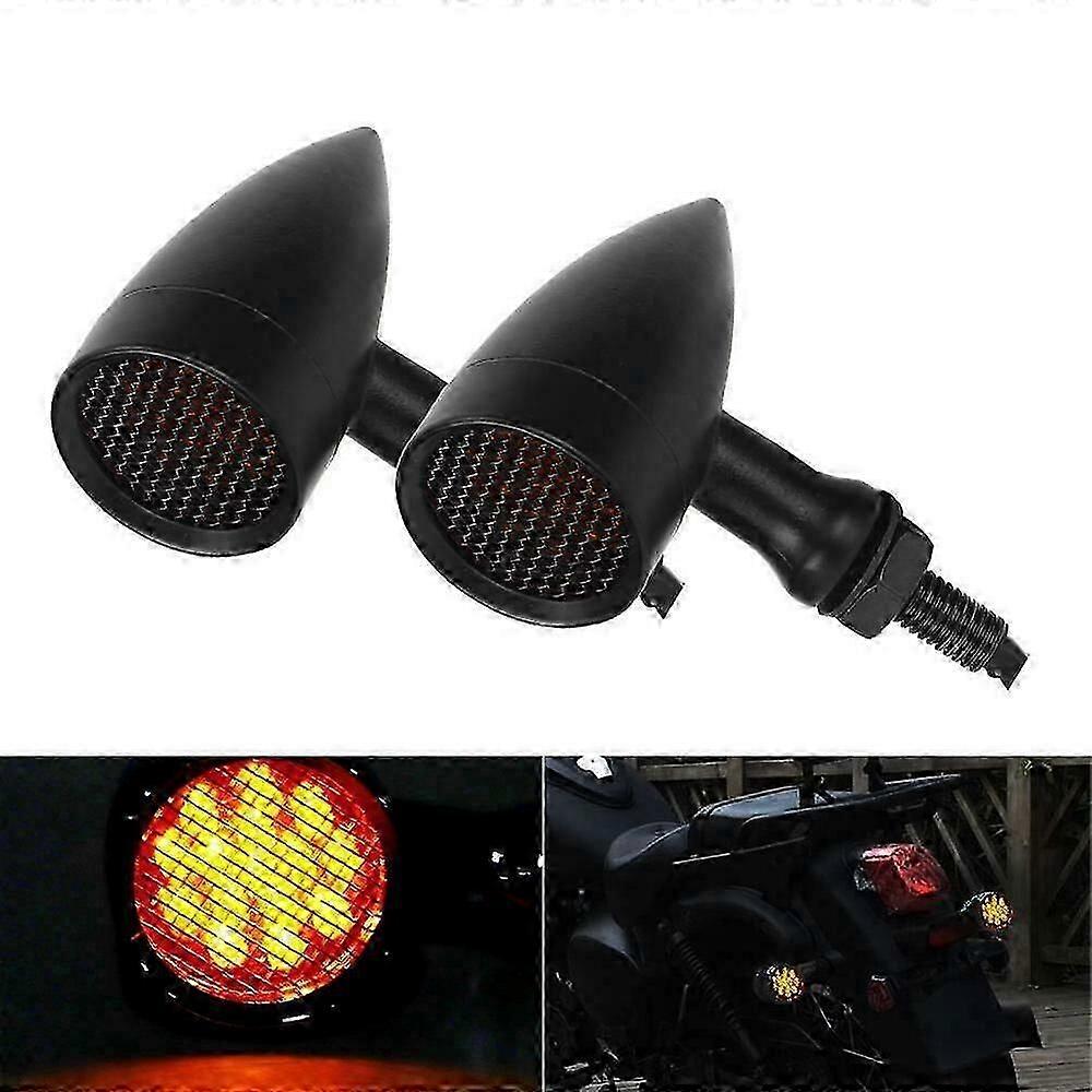 Motorcycle LED Bullet Brake Running Turn Signal Tail Light Amber Fit For  Bobber Cafe