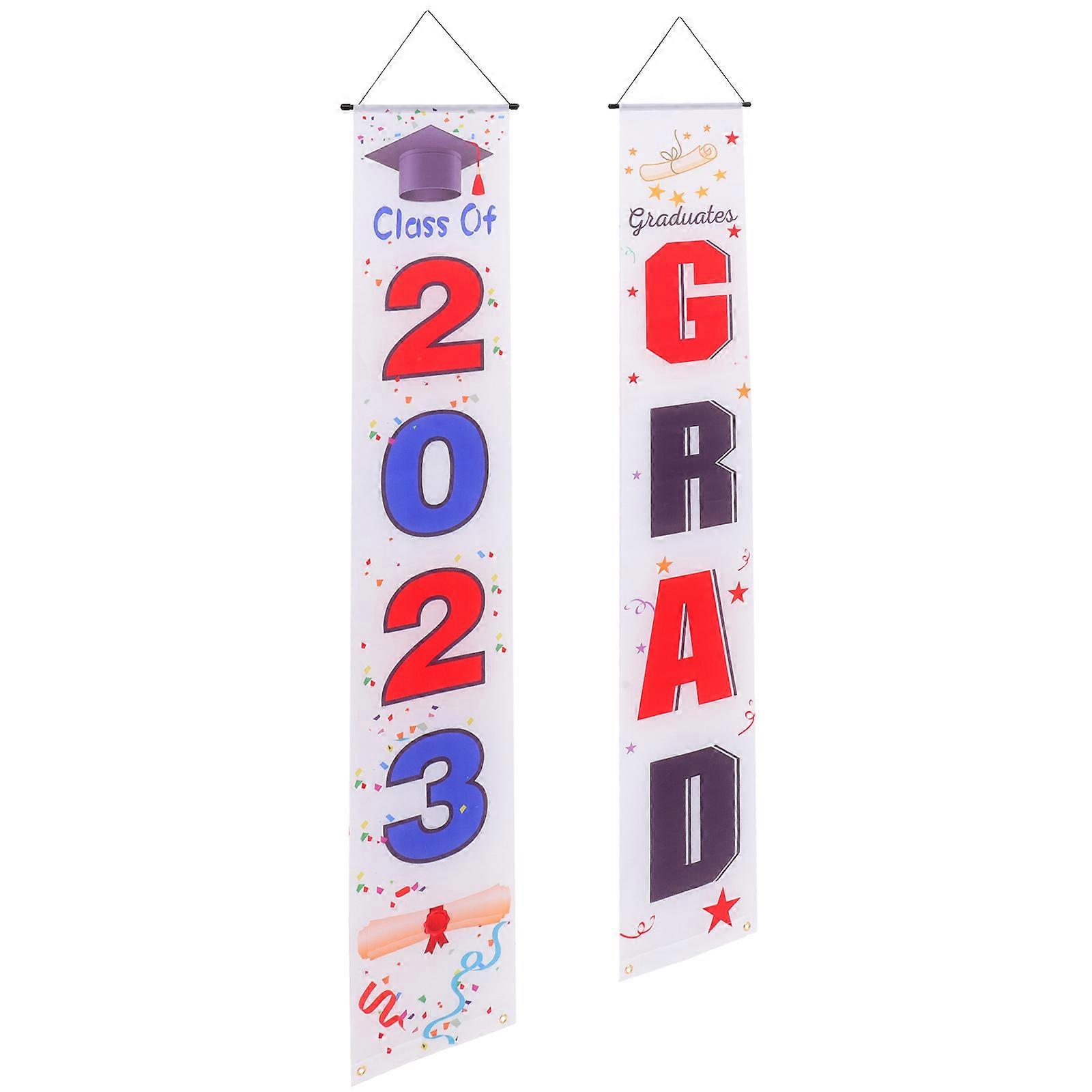 Graduate Banner Graduation Decorations Rectangular Multi-Colored Polyester Pongee Party Decoration 1 Pair