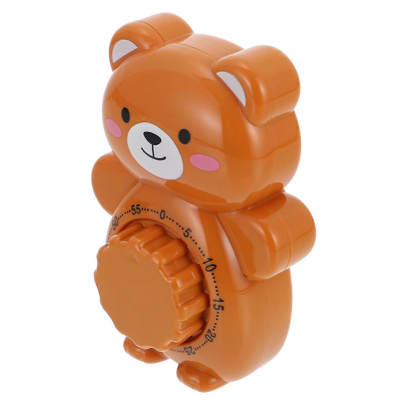 Cartoon Kitchen Timer Mechanical Reminder 1Set Brown Color For Study And Kitchen Time Management With Bear Shape Design