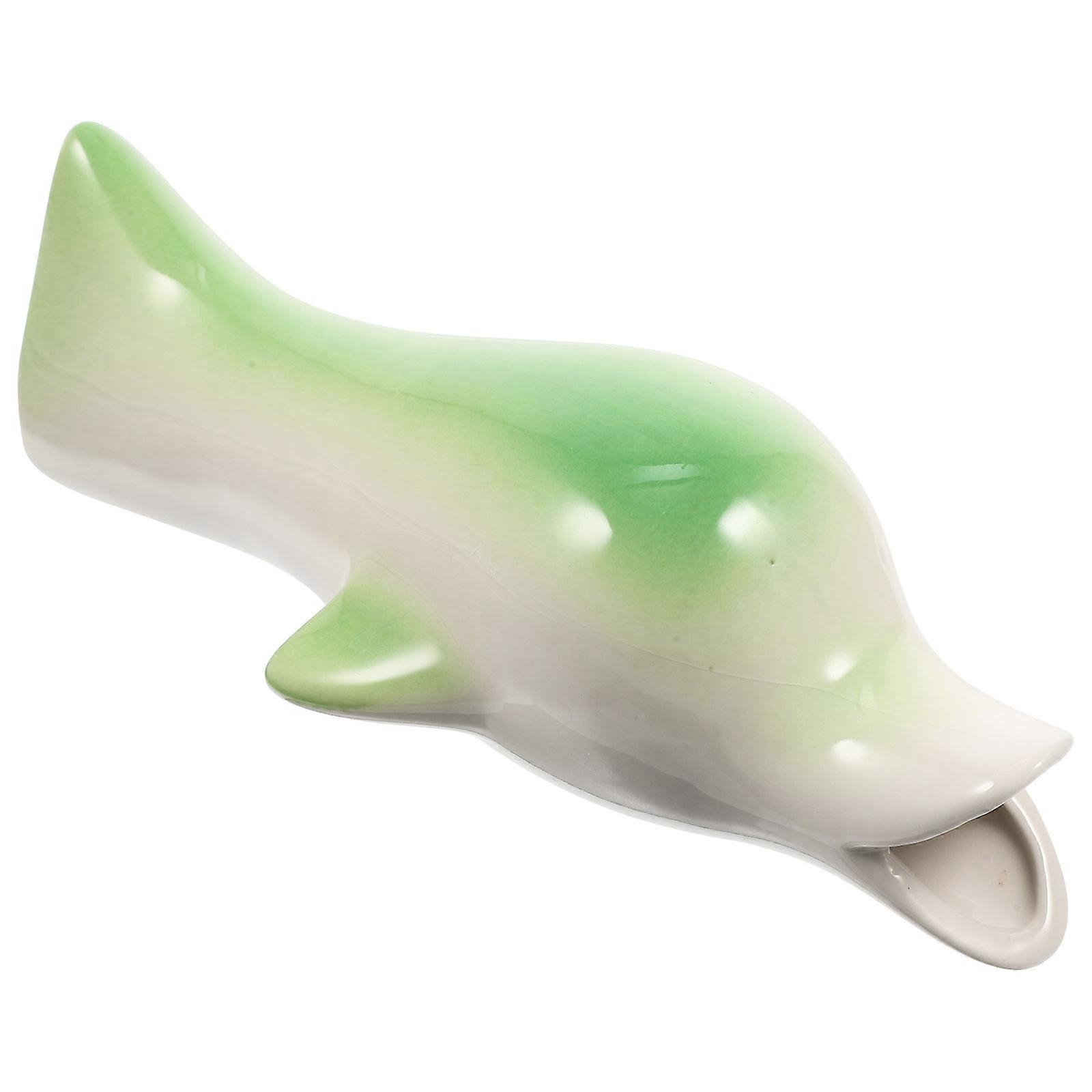 Desk Vase Decor Dolphin Shape Ceramic Flower Vase Farmhouse Atmosphere Simple Design 8x5x16.5cm 1Set