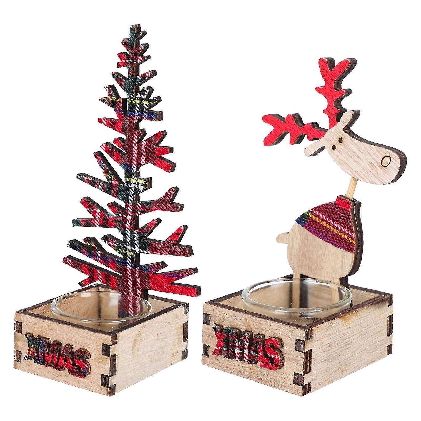 Creative Xmas Style Candleholder for Decor Made of Synthetic Material Assorted Color 2 Pieces