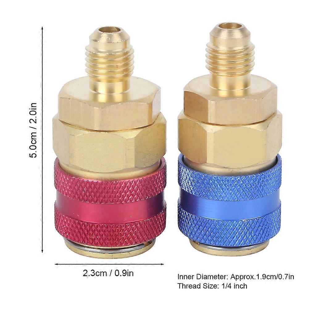 Air Conditioning Quick Coupler Connector Brass Adapters for R134A High Low Red Blue Side