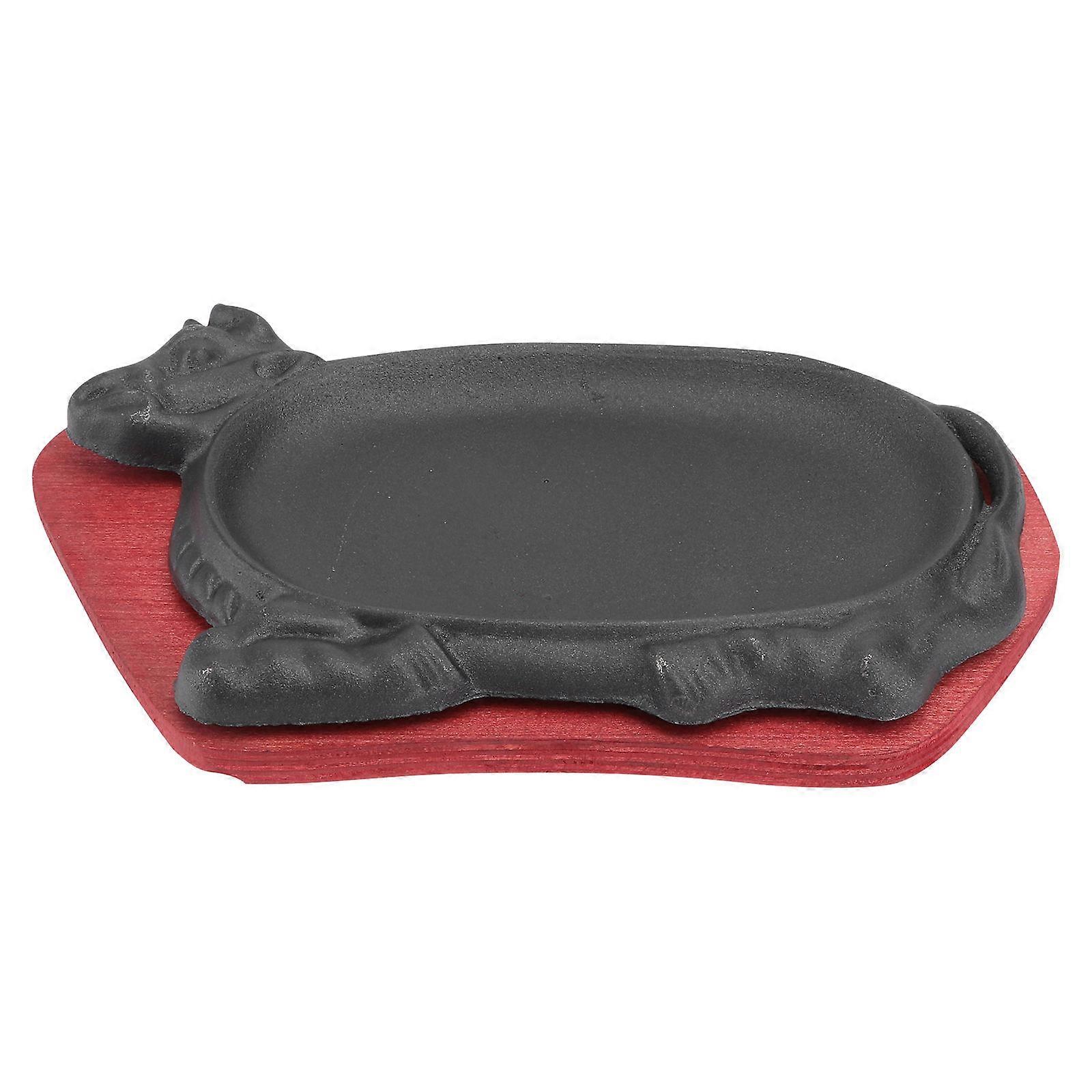 Chic Non Stick Steak Frying Pan Portable Cast Grill Plate for Beef Cooking Compatible with Induction Ovens and Open Flame Easy to Clean Stain