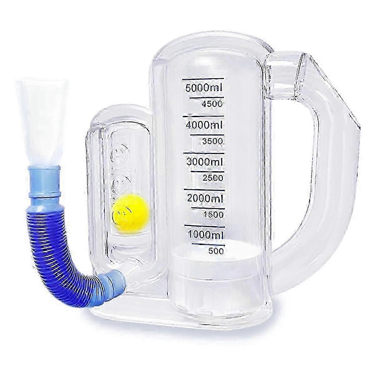 Breathing Exerciser compatible with Lungs, Deep Breathing Trainer - 5000Ml Capacity--As Shown