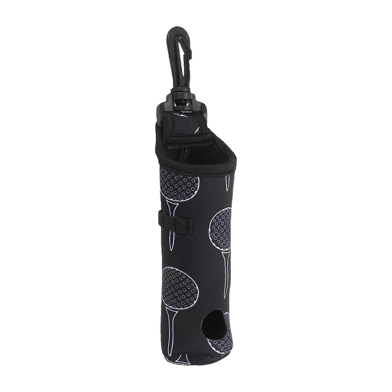Golf Tee Holder with Belt Clip - Portable Neoprene Ball Pouch, 3-Tee Capacity, Compact Size 1.57 x 5.91 Inches for Golf Practice