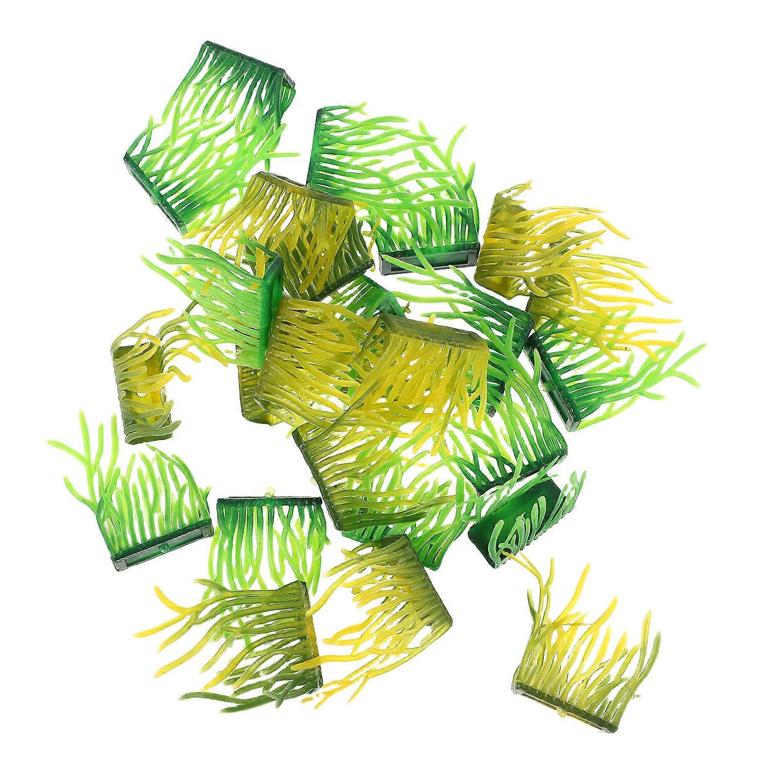 Grass Tufts Miniature Artificial Scenery Grass Diorama Scenery Aquarium Use Green 3.50X2.50X1.00cm Aquarium Decoration 100Pcs