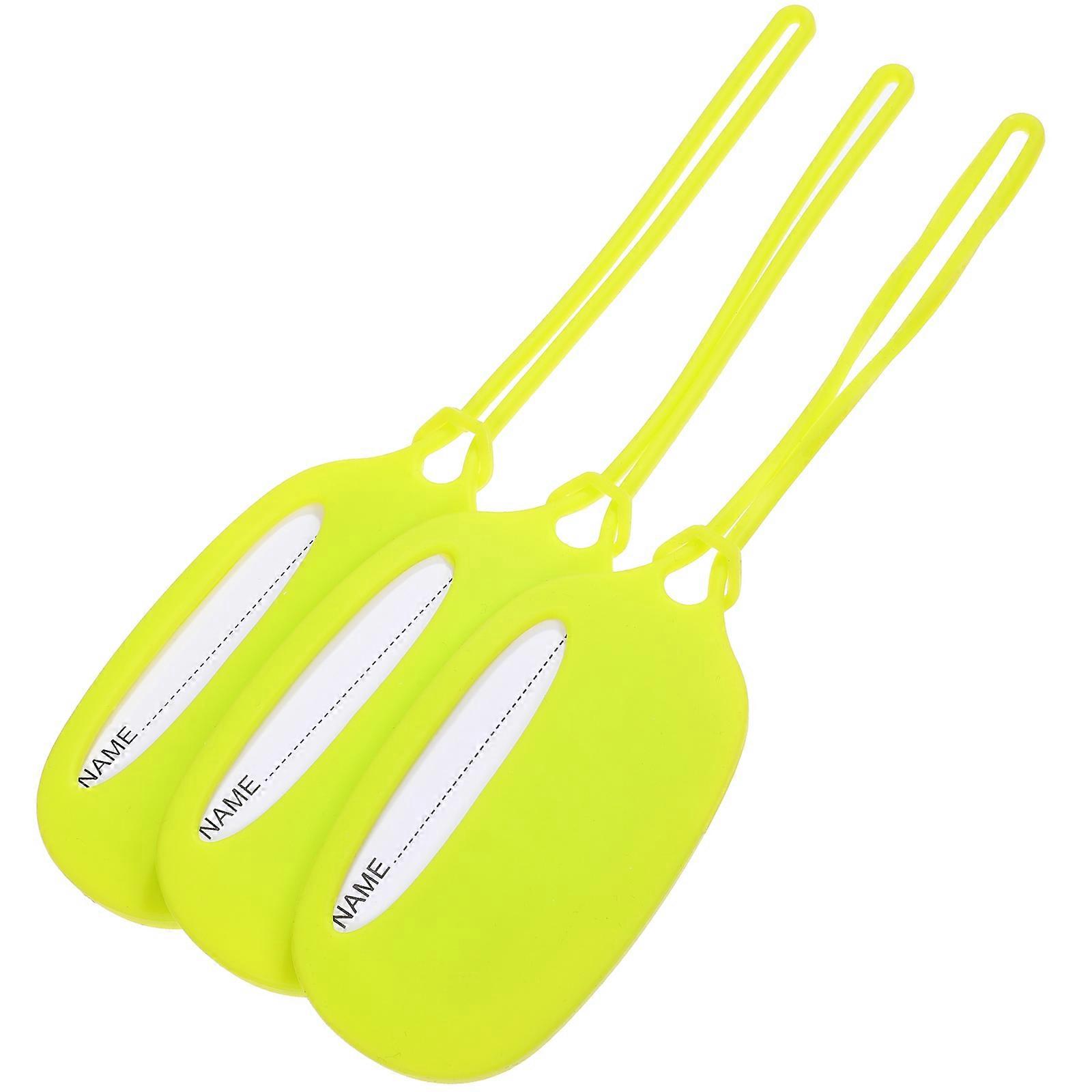 3pcs Durable Green Silicone Luggage Tags for Install, Sturdy Hanging Labels for Suitcases, Strollers, Briefcases, Quick Identification